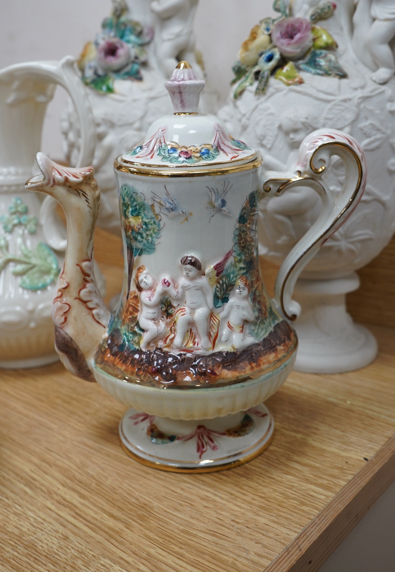 A group of continental ceramics to include Belleek, Copenhagen, Worcester, Goss, Doulton etc. Condition - varies